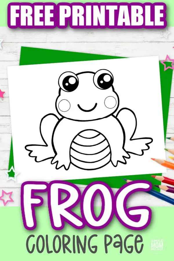 This cute frog coloring page might not be on a lily pad and it might not be a tree frog, but this amphibian cartoon is the perfect frog coloring page for an adult coloring book or for a simple kids art project. Click and download this free printable frog coloring sheet today!