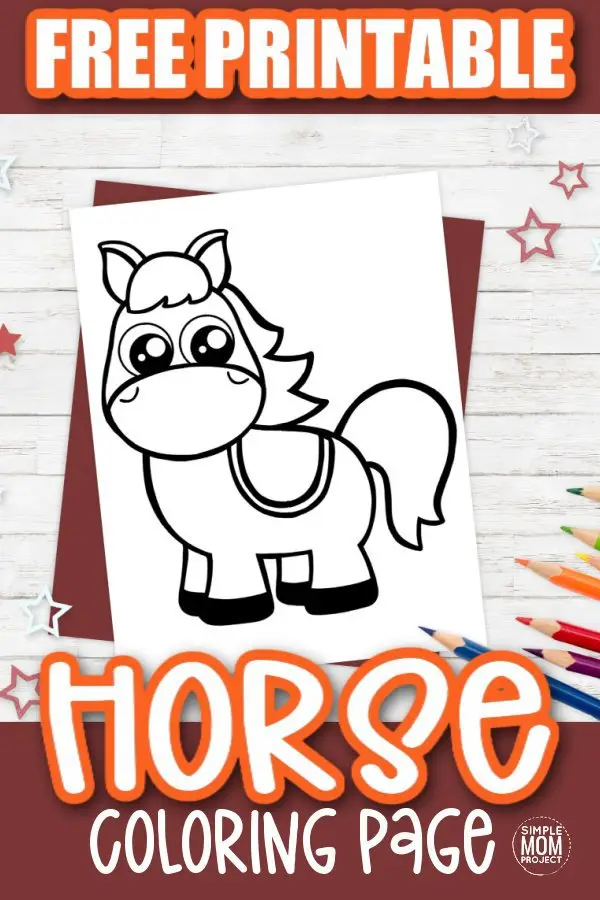 Free Printable Horse Coloring Page for kids preschoolers and toddlers 1
