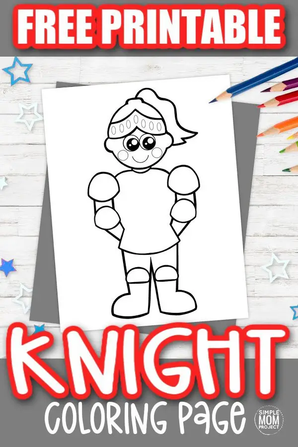 Free Printable Knight Coloring Page for kids preschoolers and toddlers 1