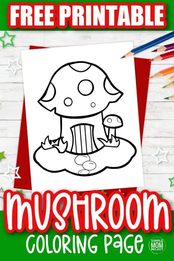 Mushroom, children drawing. Picture for coloring book. Forest nature and  food. Outline black and white cartoon Stock Vector | Adobe Stock