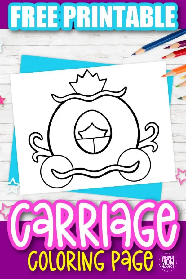 Free Printable Princess Carriage Coloring Page for kids preschoolers and toddlers 1
