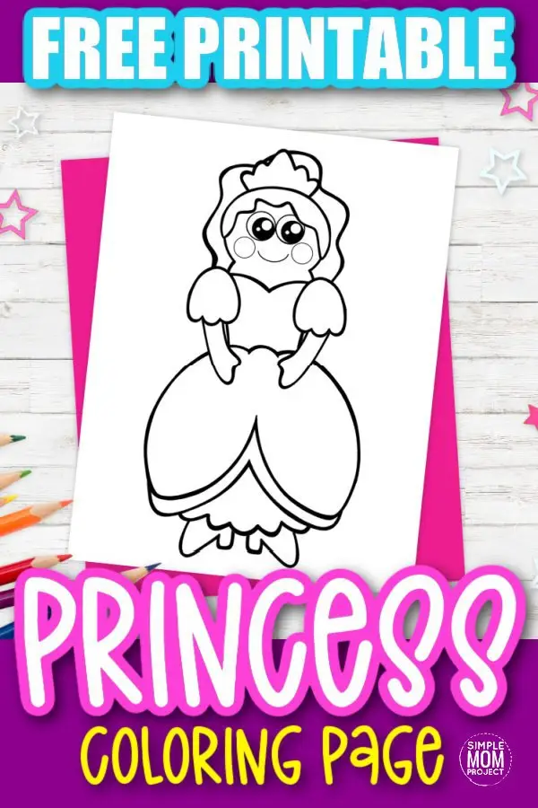 Free Printable Princess Coloring Page for kids preschoolers and toddlers 1