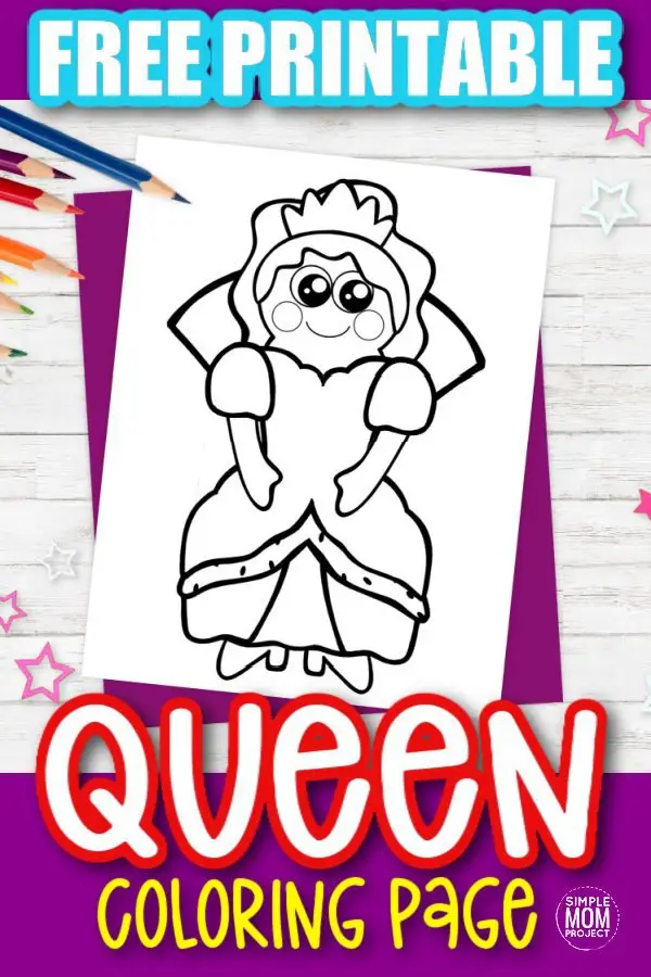 Free Printable Queen Coloring Page for kids preschoolers and toddlers 1