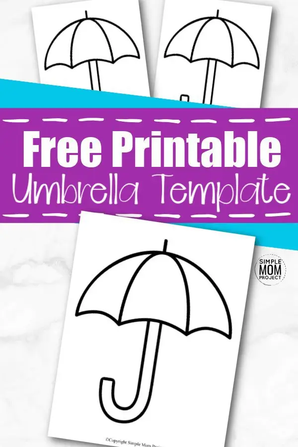 Click now and download this free printable cut out umbrella template. The umbrella stencil can be used as a coloring page for your April unit studies or when teaching about the letter L with your preschool students. Draw little raindrops or even a rainbow behind the umbrella template. Kids of all ages can really get creative with this template. #UmbrellaTemplate #SpringTemplates #SimpleMomProject