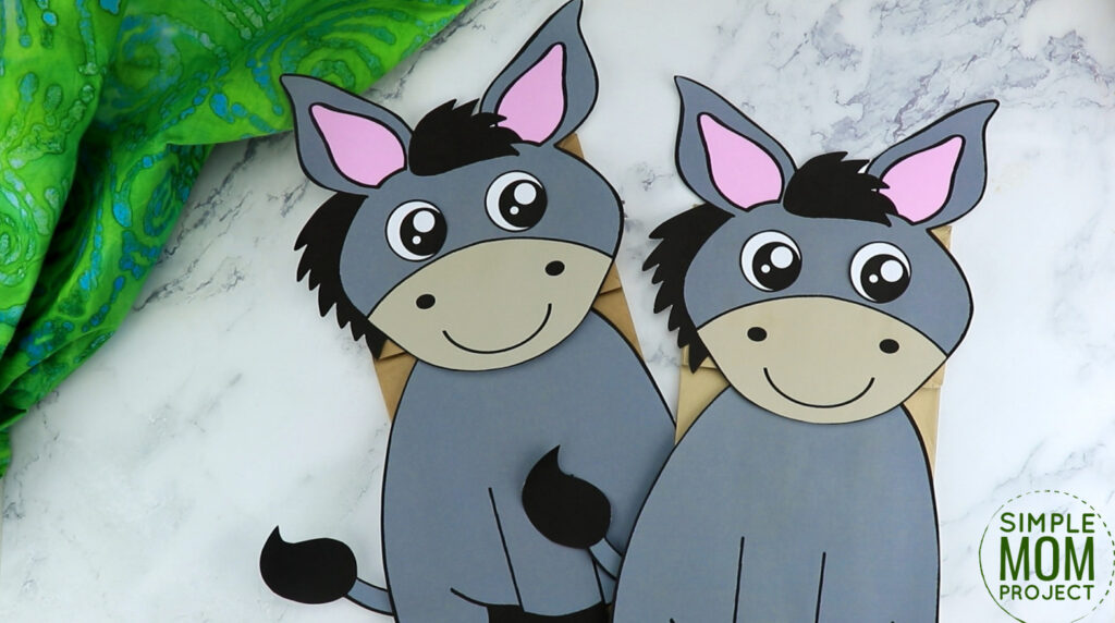 Free Printable Donkey Paper Bag Puppet Template Simple Mom Project