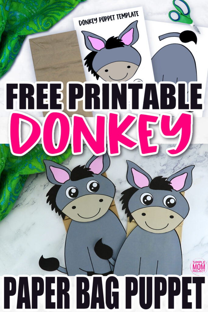 Free Printable Donkey Paper Bag Puppet Template - Simple Mom Project