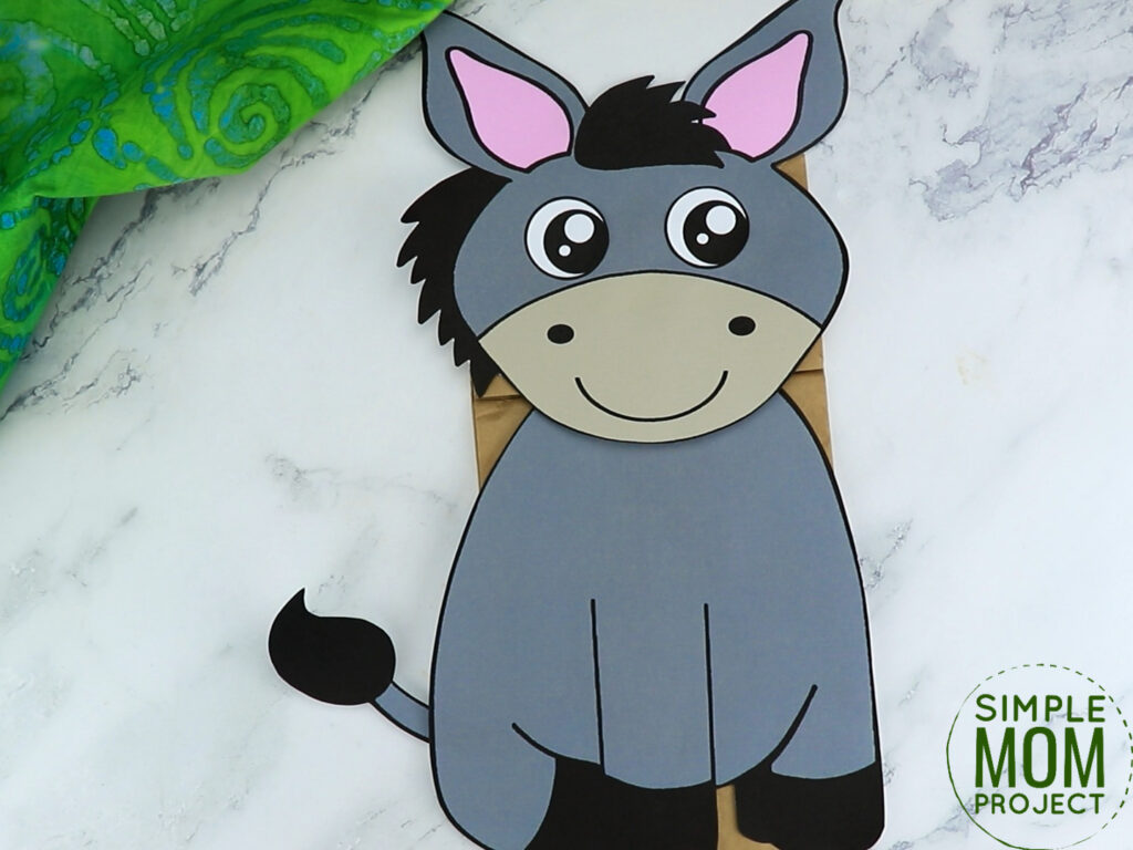 Free Printable Donkey Paper Bag Puppet Template - Simple Mom Project