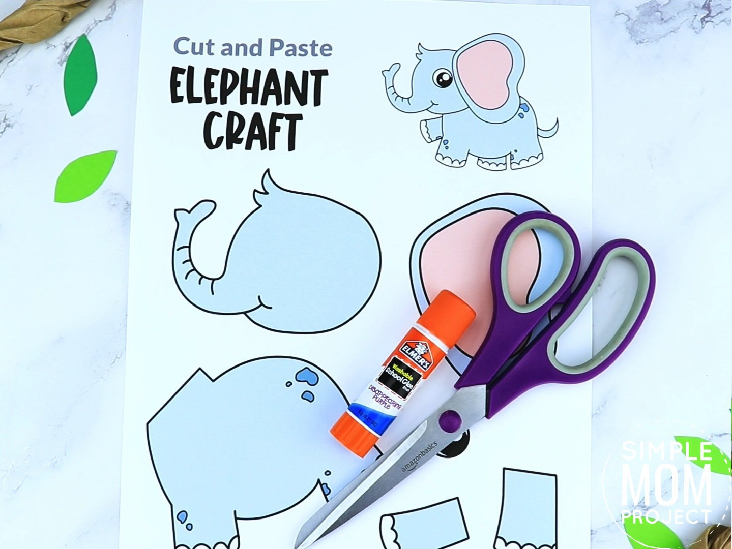 Free Printable Elephant Craft for preschoolers, toddlers and kindergartners