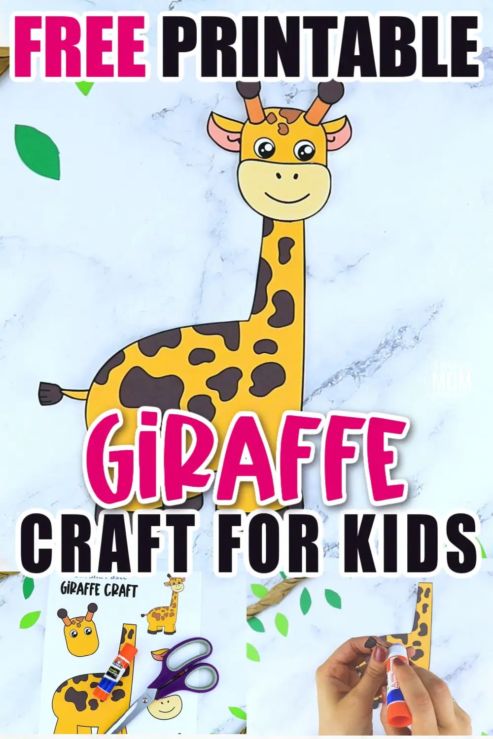 Are you teaching the letter G to your preschooler, kindergartener or toddler? Why not use this free printable yellow giraffe craft cut out template? It is so simple kids in all grades will love making him! Glue the giraffe craft to a clothespin, a paper plate, paper bag or even a toilet paper roll to turn this giraffe craft into a fun zoo animal puppet!
