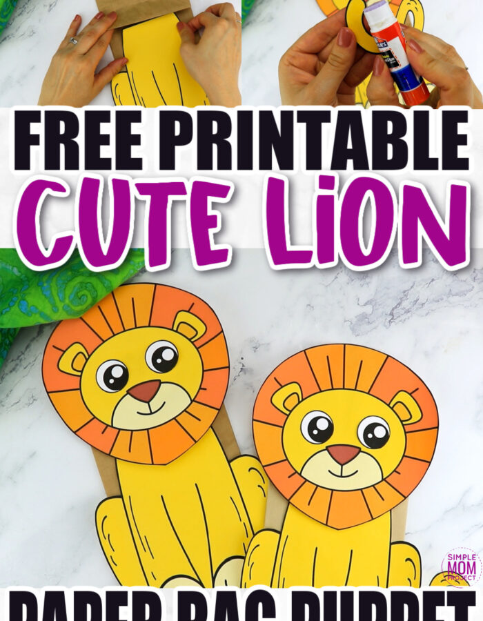 Are you teaching the letter L to your preschooler or toddler? Be sure to use this free printable paper bag lion puppet template. It is easy to cut out and craft making it with simple materials like a paper bag! The lion template comes in color and in black and white. Print yours now!