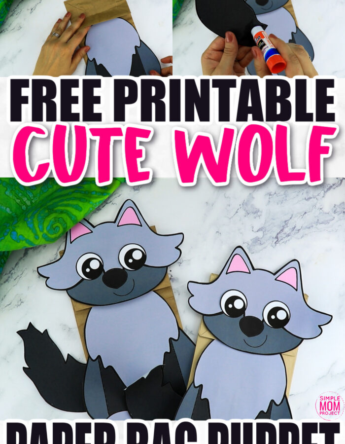 Are you looking for a fun printable wolf template to make a hand puppet for preschoolers? Click now to download and print the paper bag wolf puppet template for free! This wolf paper bag puppet is the perfect way to put on a Little Red Riding Hood Puppet show! This wolf paper bag puppet craft is perfect for kids of all ages including preschoolers and toddlers.