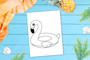 Free Printable Summer Beach Flamingo floatie Template for Kids, preschooler and toddler