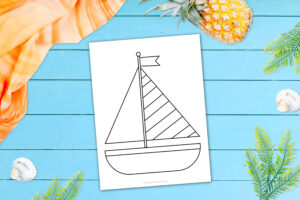 Free Printable Summer Beach Sailboat Template for Kids, preschooler and toddler