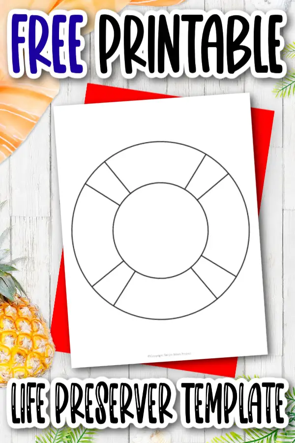 Free Printable Summer Beach life preserver Template for Kids, preschooler and toddler