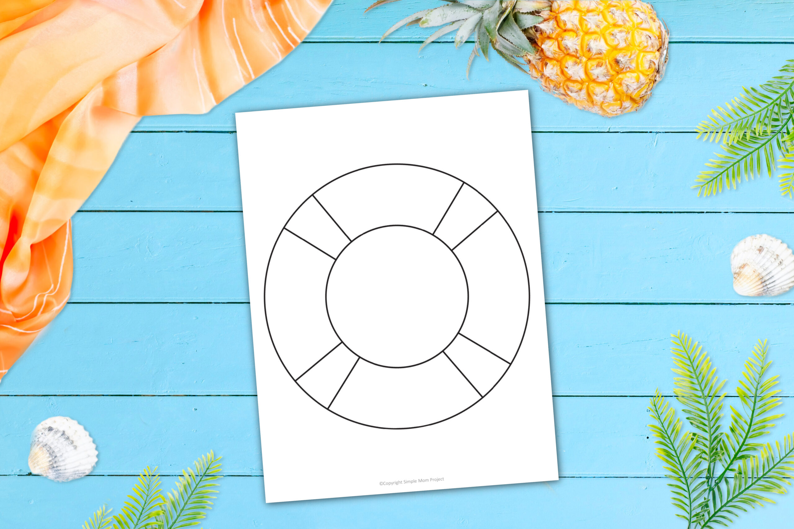 Free Printable Summer Beach life preserver Template for Kids, preschooler and toddler