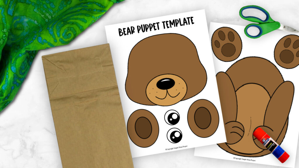 Free Printable Bear Paper Bag Puppet Template Simple Mom Project