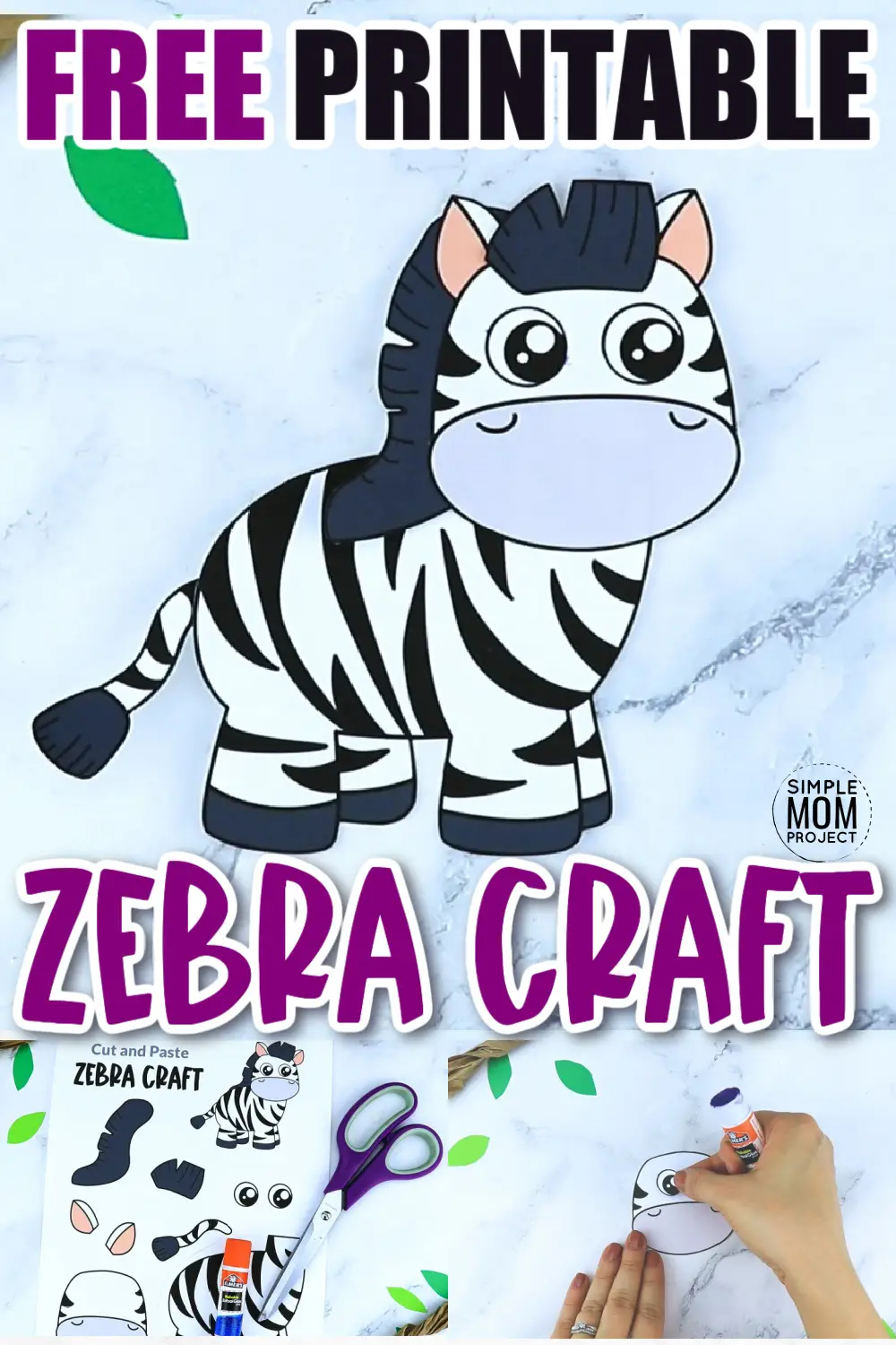 The letter Z is so much fun to teach! Especially when you have a free printable zebra to go along with the lesson. Kids of all ages will love piecing together this zebra craft template. Glue him to a paper plate, cardboard tube or even a paper bag and turn this simple zebra craft into a work of art! Click now to download and print the zebra craft template today.