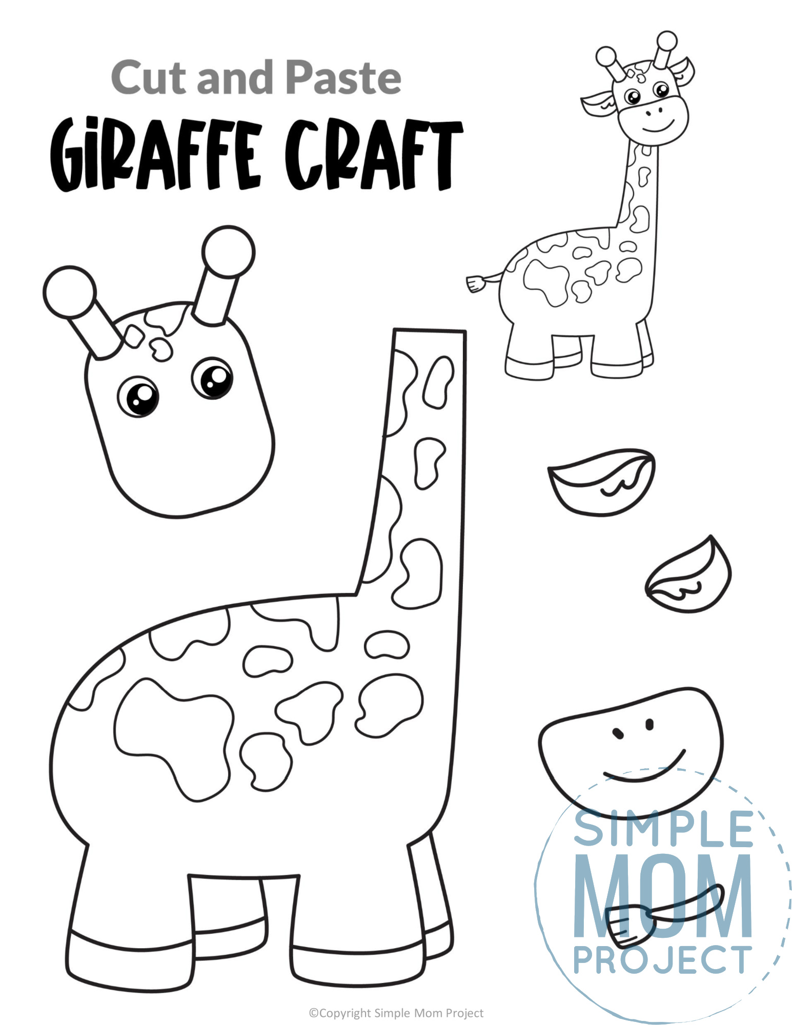 Free Printable Giraffe Craft Template Simple Mom Project