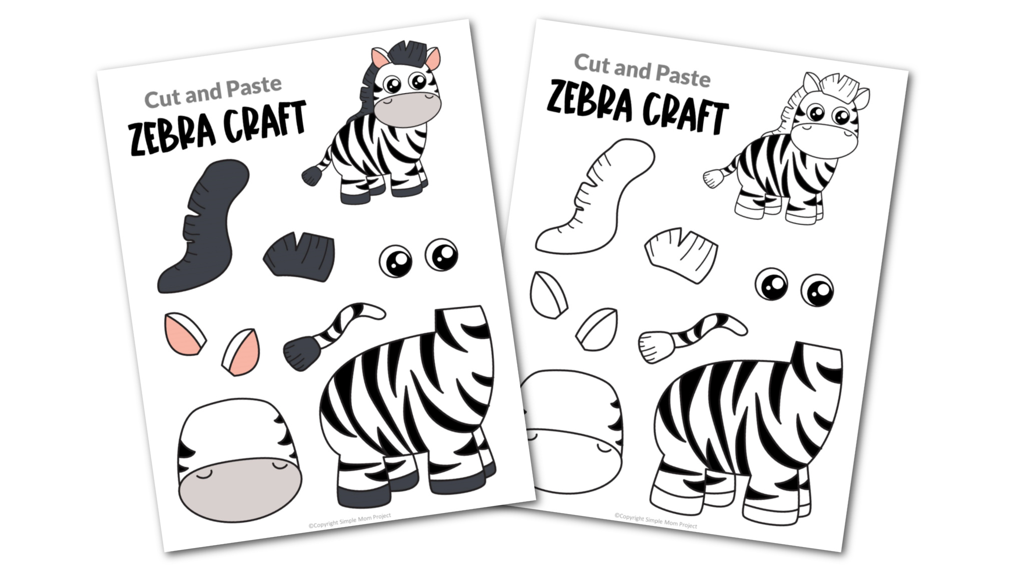 Zebra Cut and Paste Craft for Toddlers, Preschoolers and Kindergarteners