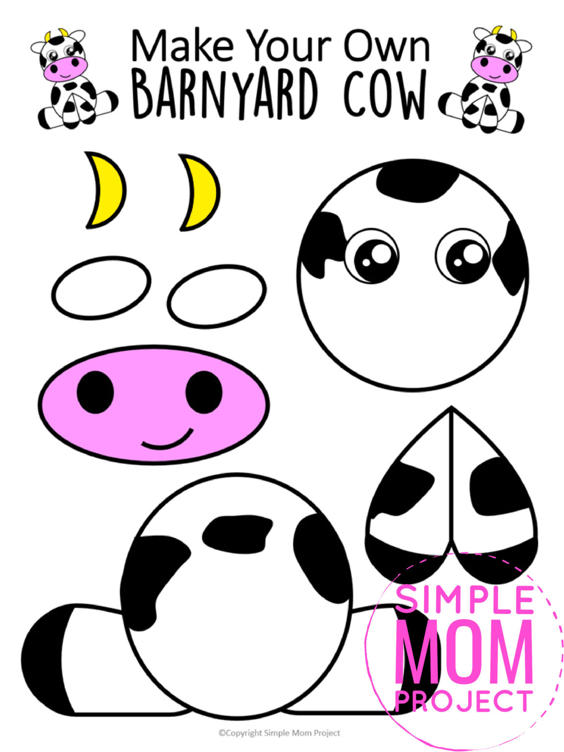 Free Printable Farm Cow Craft Art Project - Simple Mom Project