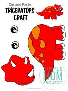 Free Printable Triceratops Dinosaur Craft for Preschoolers, toddlers and kindergartners