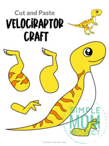 Free Printable Velociraptor Dinosaur Craft for Preschoolers, toddlers and kindergartners