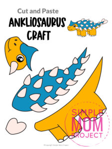 Printable Ankliosaurus Dinosaur craft for preschoolers toddlers