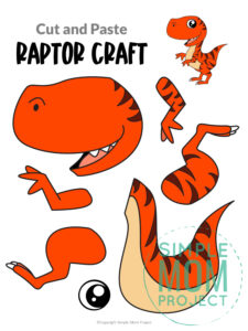 Printable Raptor Dinosaur craft for preschoolers toddlers