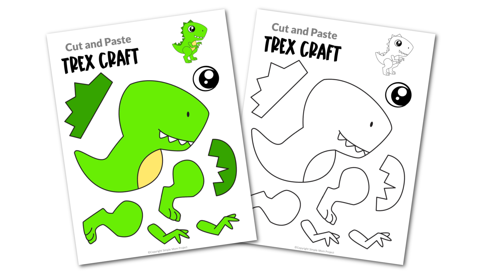 Free Printable Tyrannosaurus Rex Craft Template Simple Mom Project