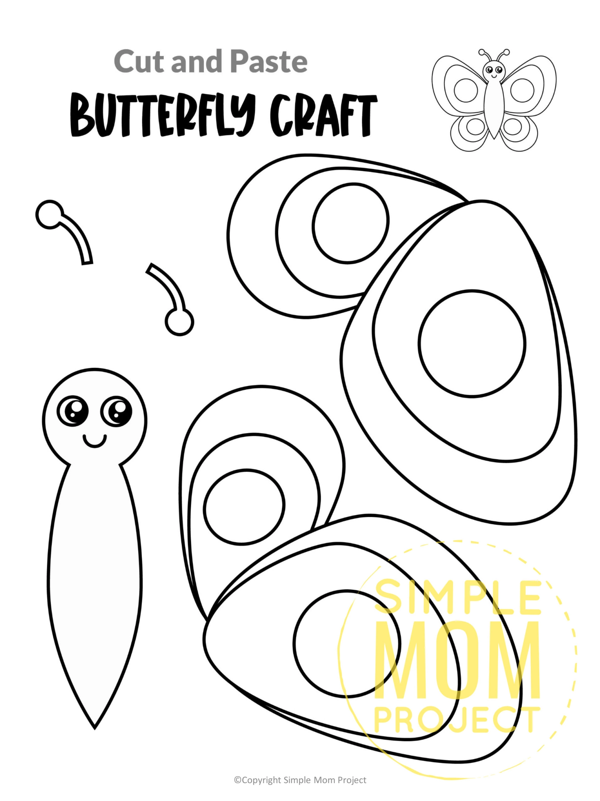 Free Printable Butterfly Craft Template Simple Mom Project