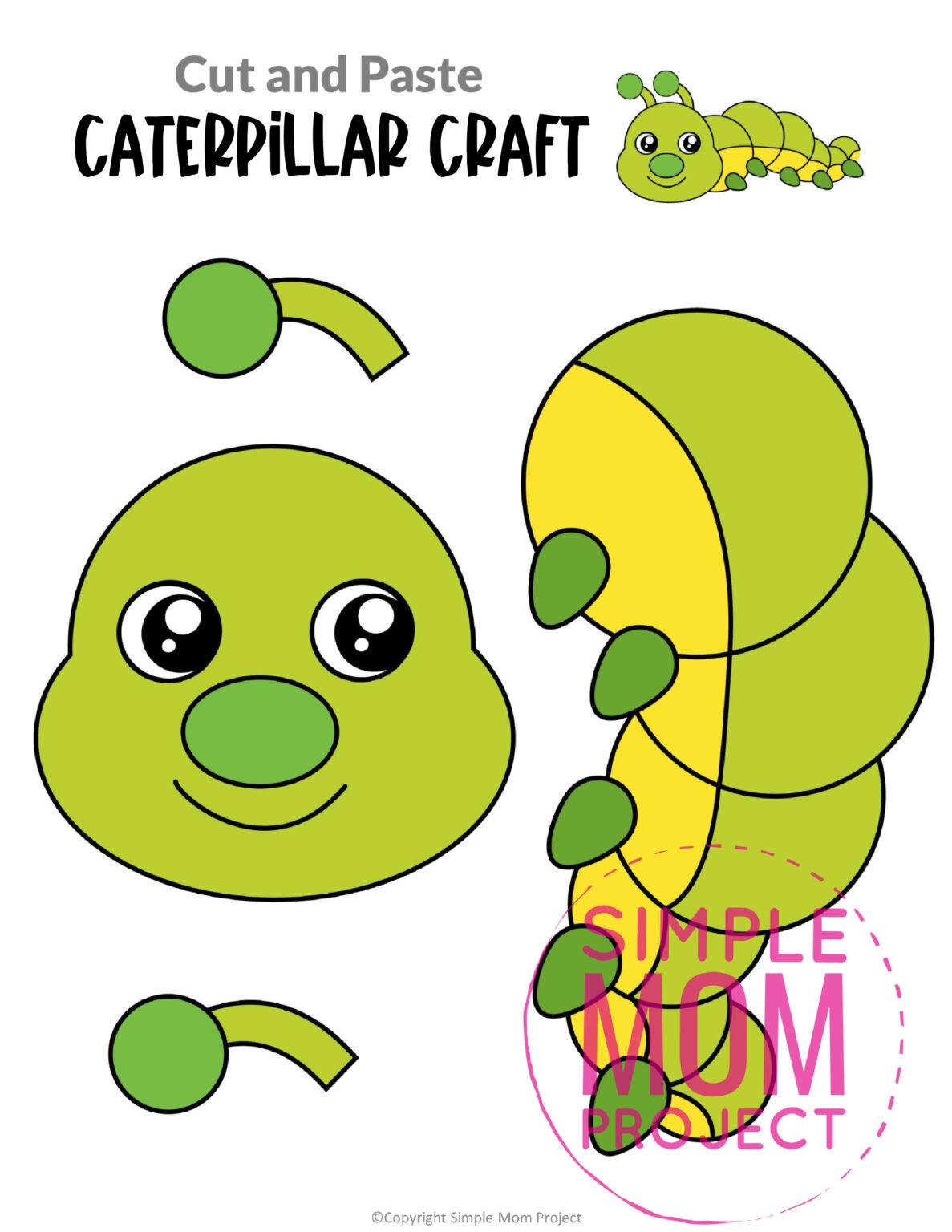 Free Printable Caterpillar Craft Template Simple Mom Project