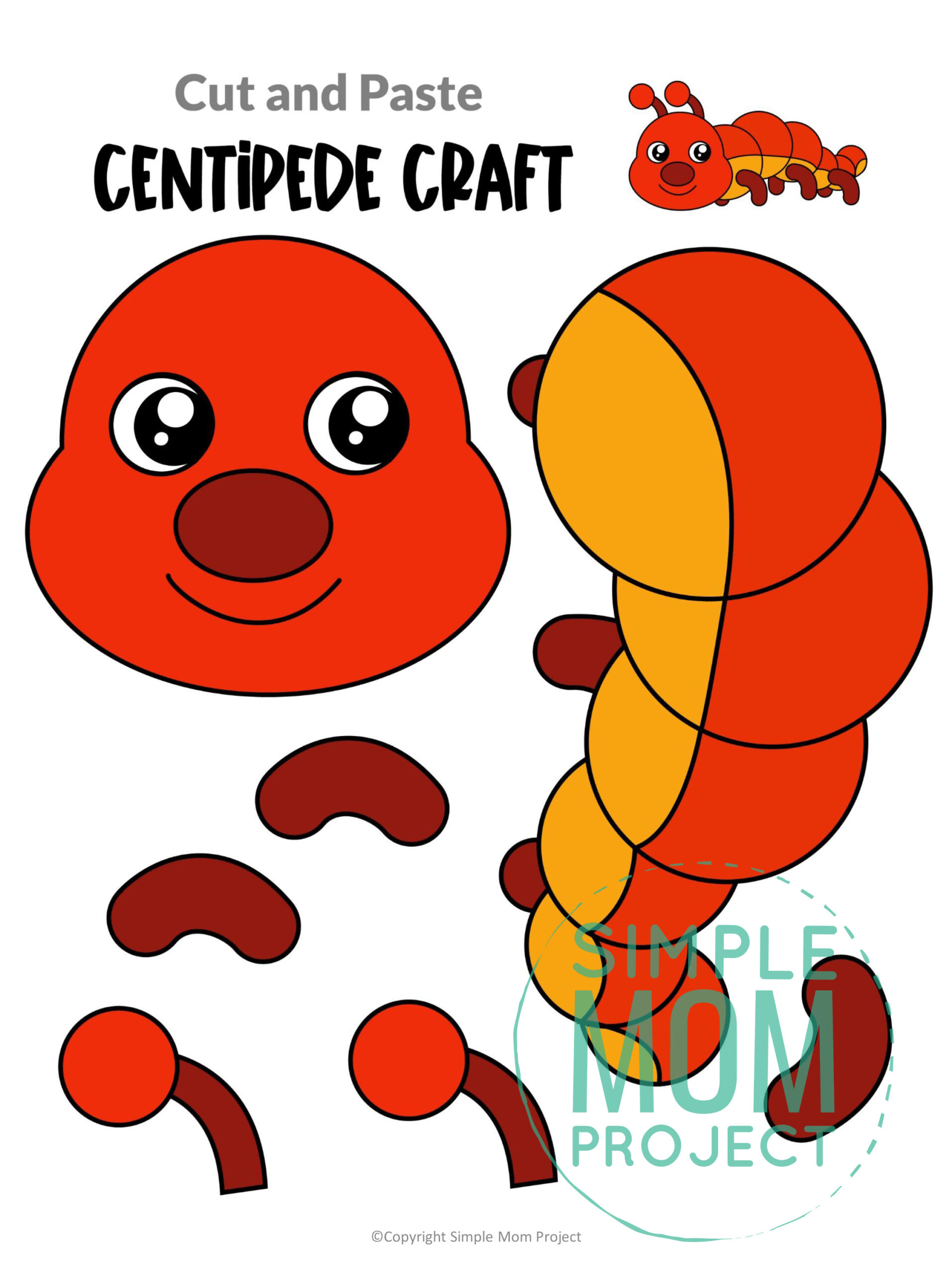 Free Printable Centipede Craft for Kids, preschoolers and toddlers