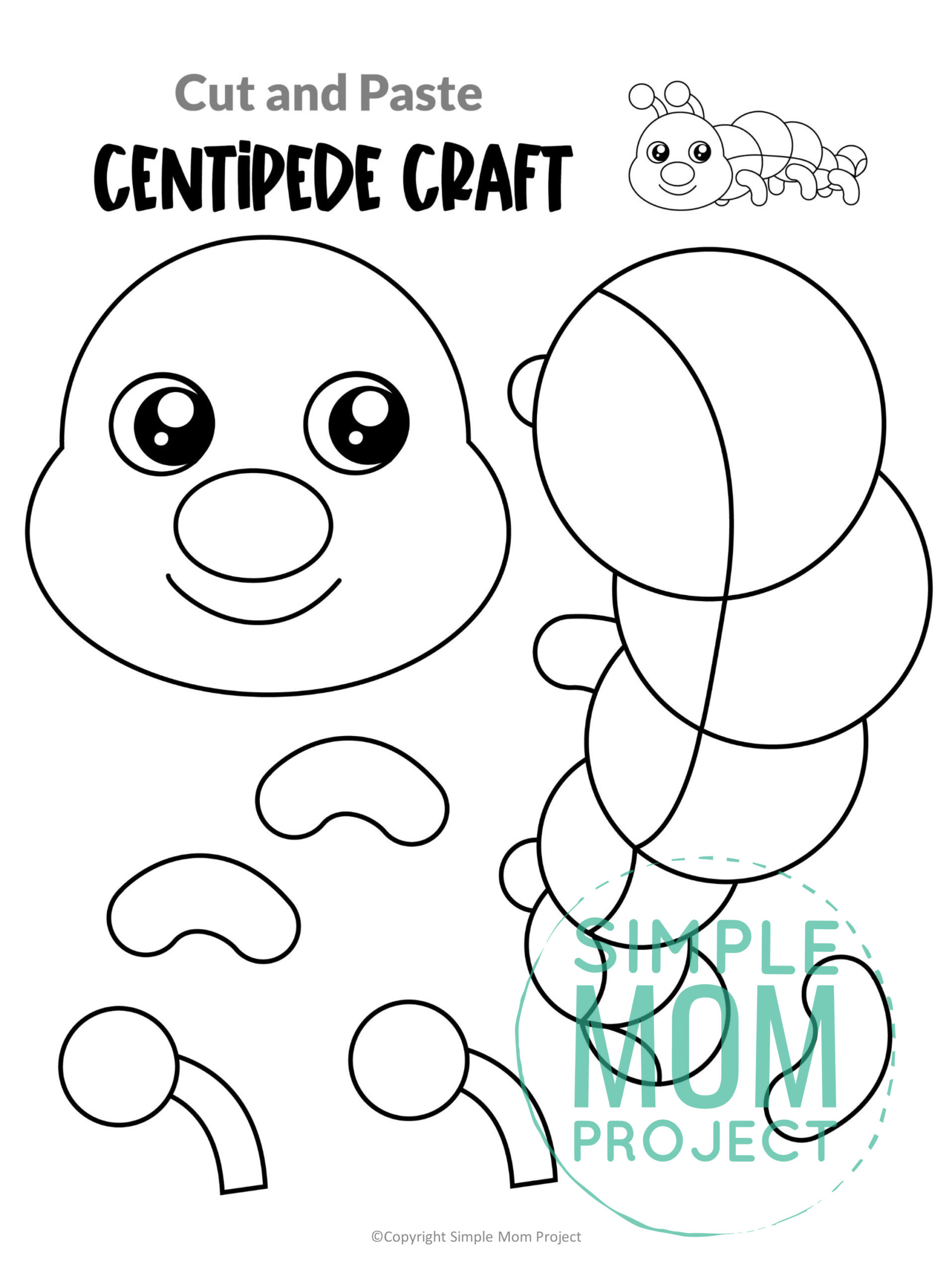 Free Printable Centipede Craft for Kids, preschoolers and toddlers