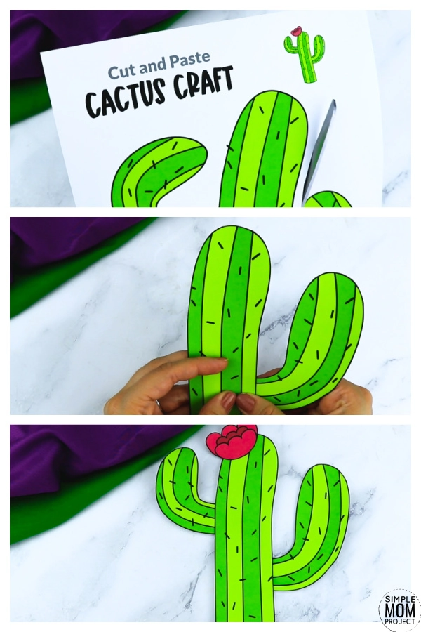 Free Printable Cactus Flower Craft template for kids, cactus craft for toddlers and cactus craft for kindergartners