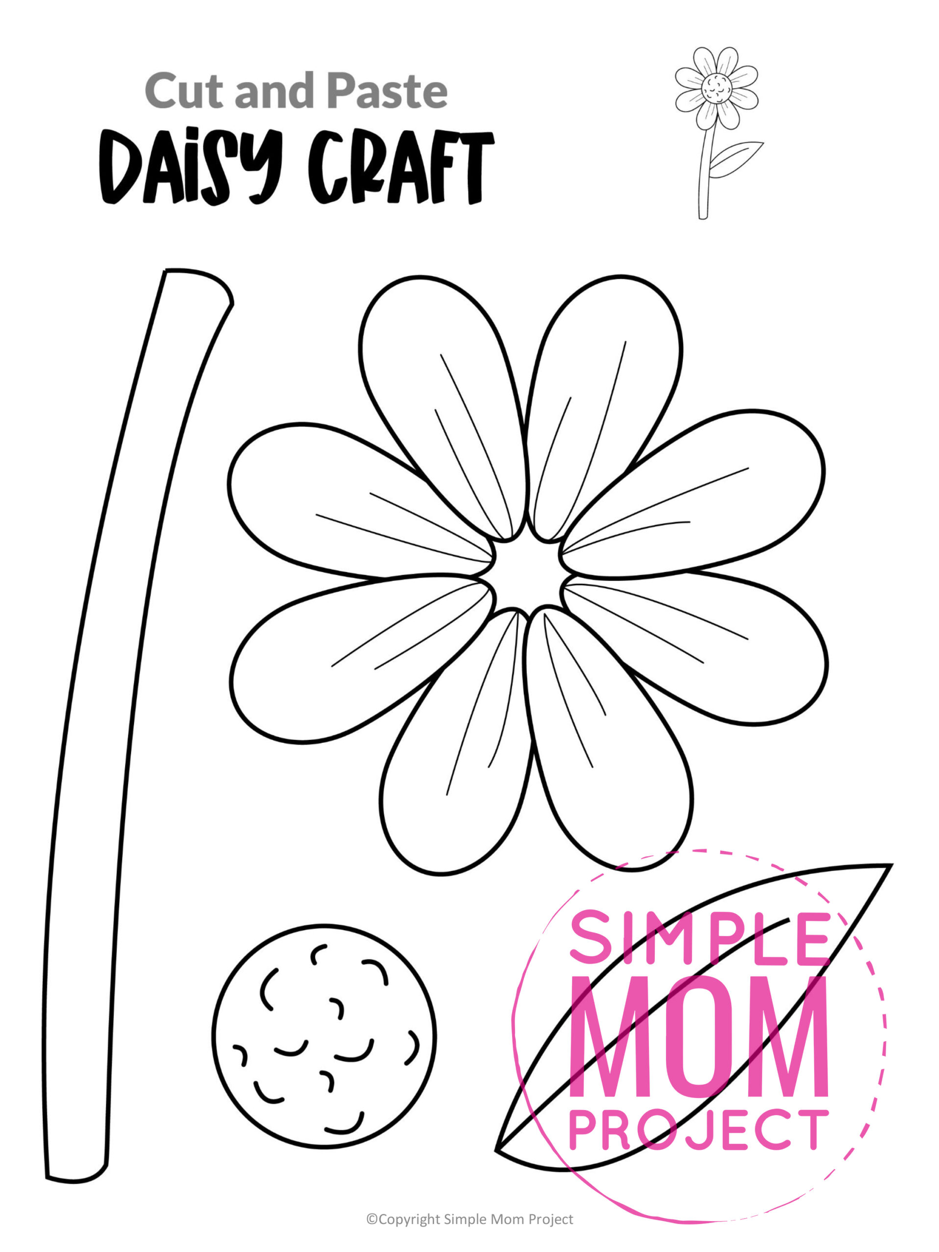 Free Printable Daisy Craft Template Simple Mom Project