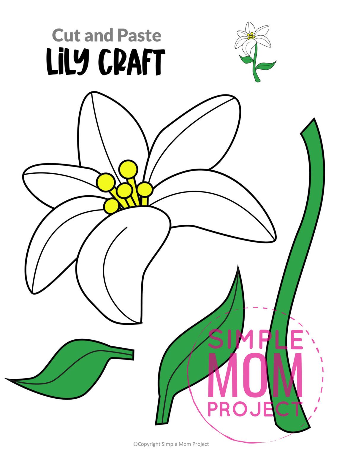 Free Printable Lily Craft Template Simple Mom Project