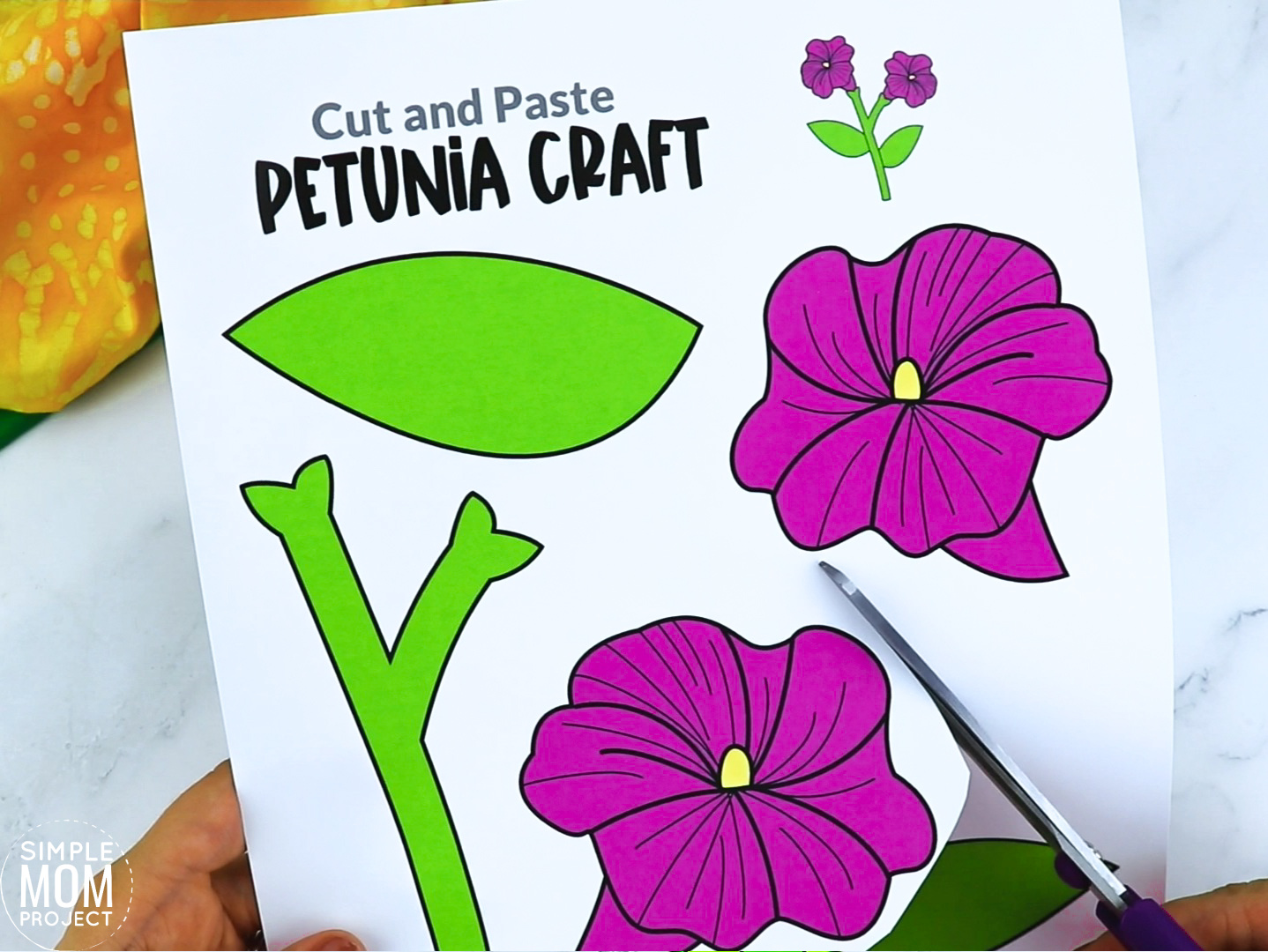 Free Printable Petunia Flower Craft template for kids, Petunia craft for toddlers and Petunia craft for kindergartners