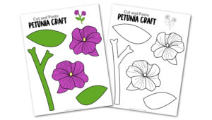 Free Printable Petunia Flower Craft template for kids, cactus craft for toddlers and cactus craft for kindergartners