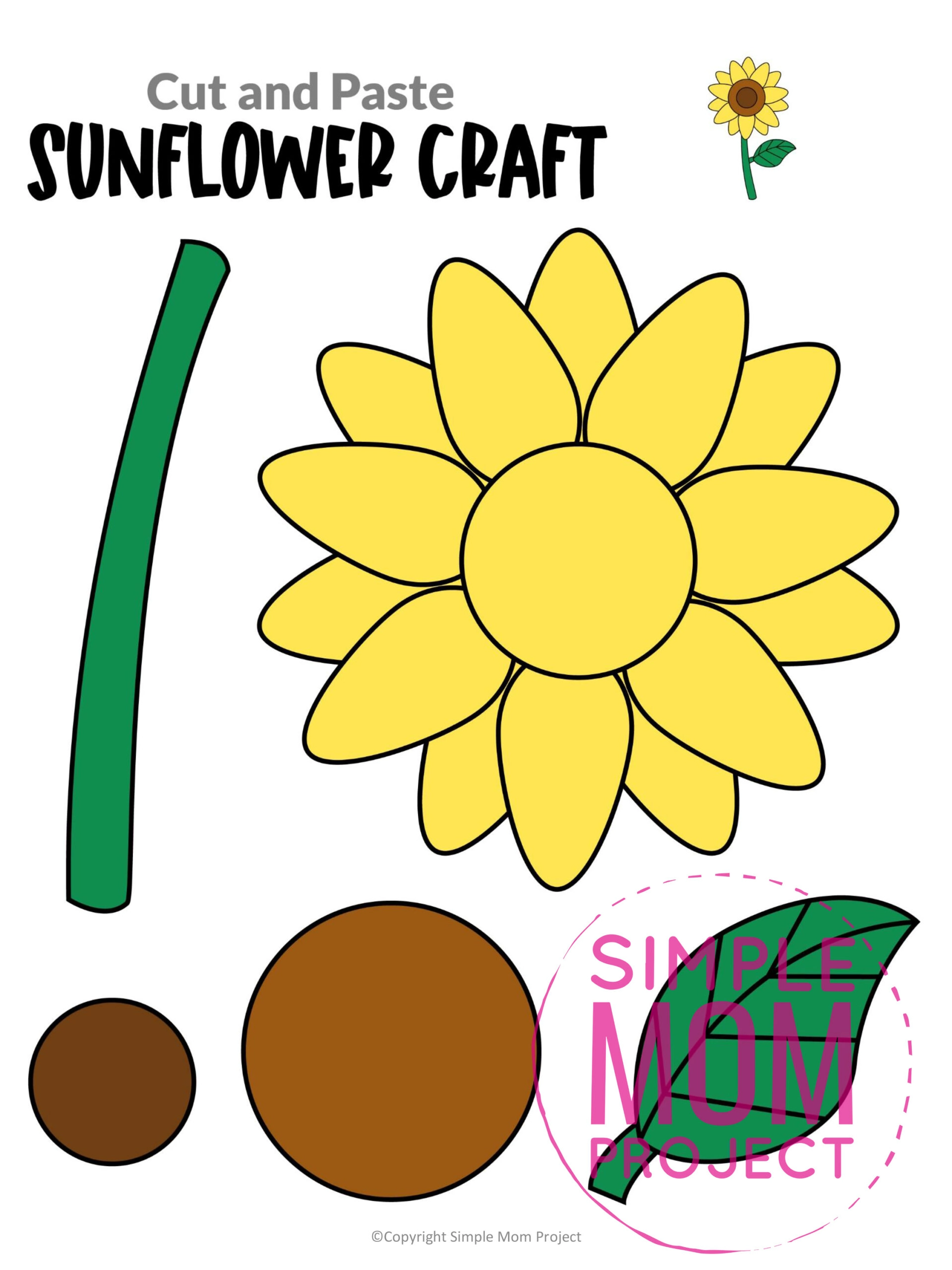 Free Printable Sunflower Craft Template Simple Mom Project