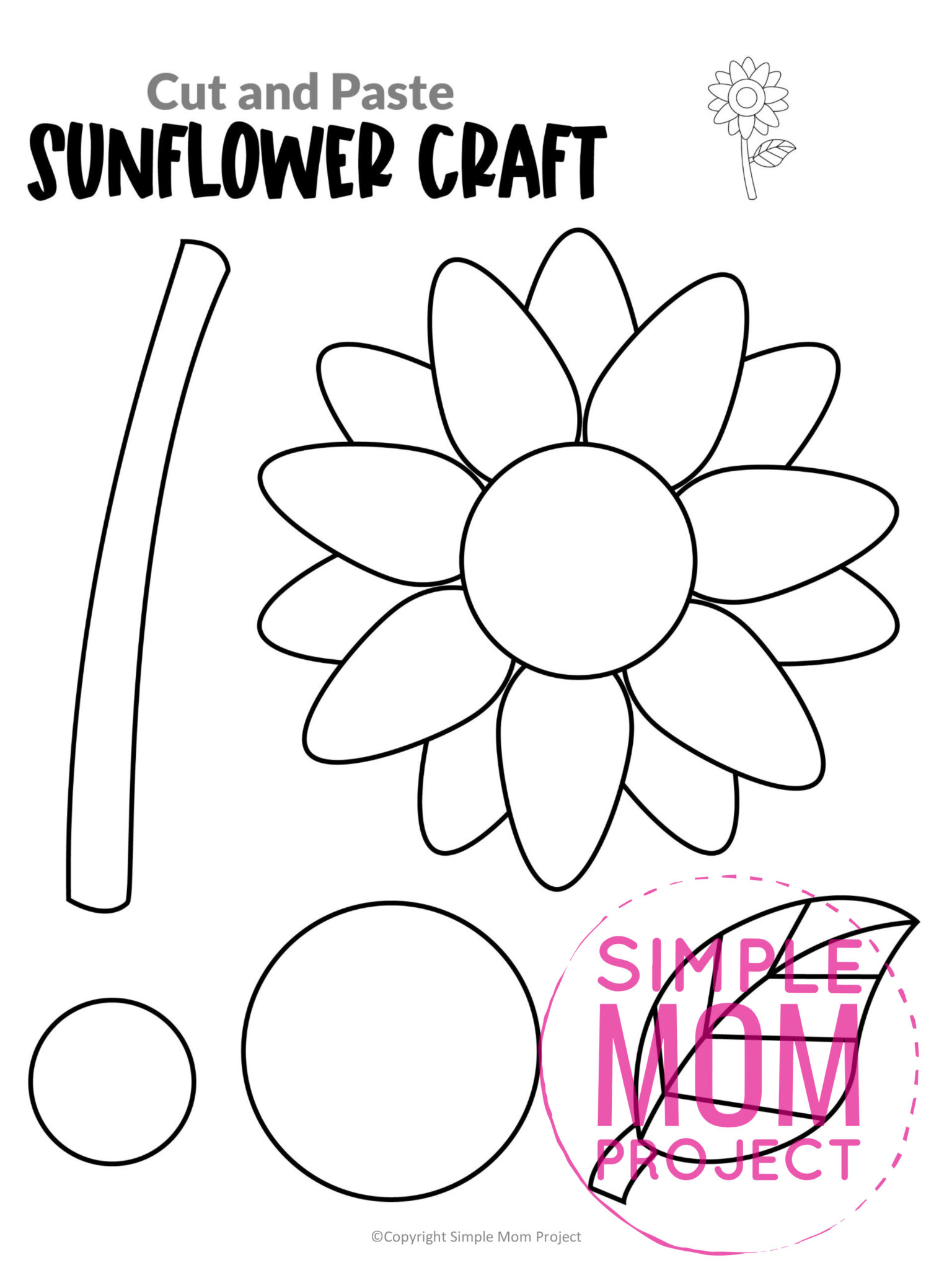 Free Printable Sunflower Craft Template Simple Mom Project Free Printable Sunflower Craft Template Simple Mom Project