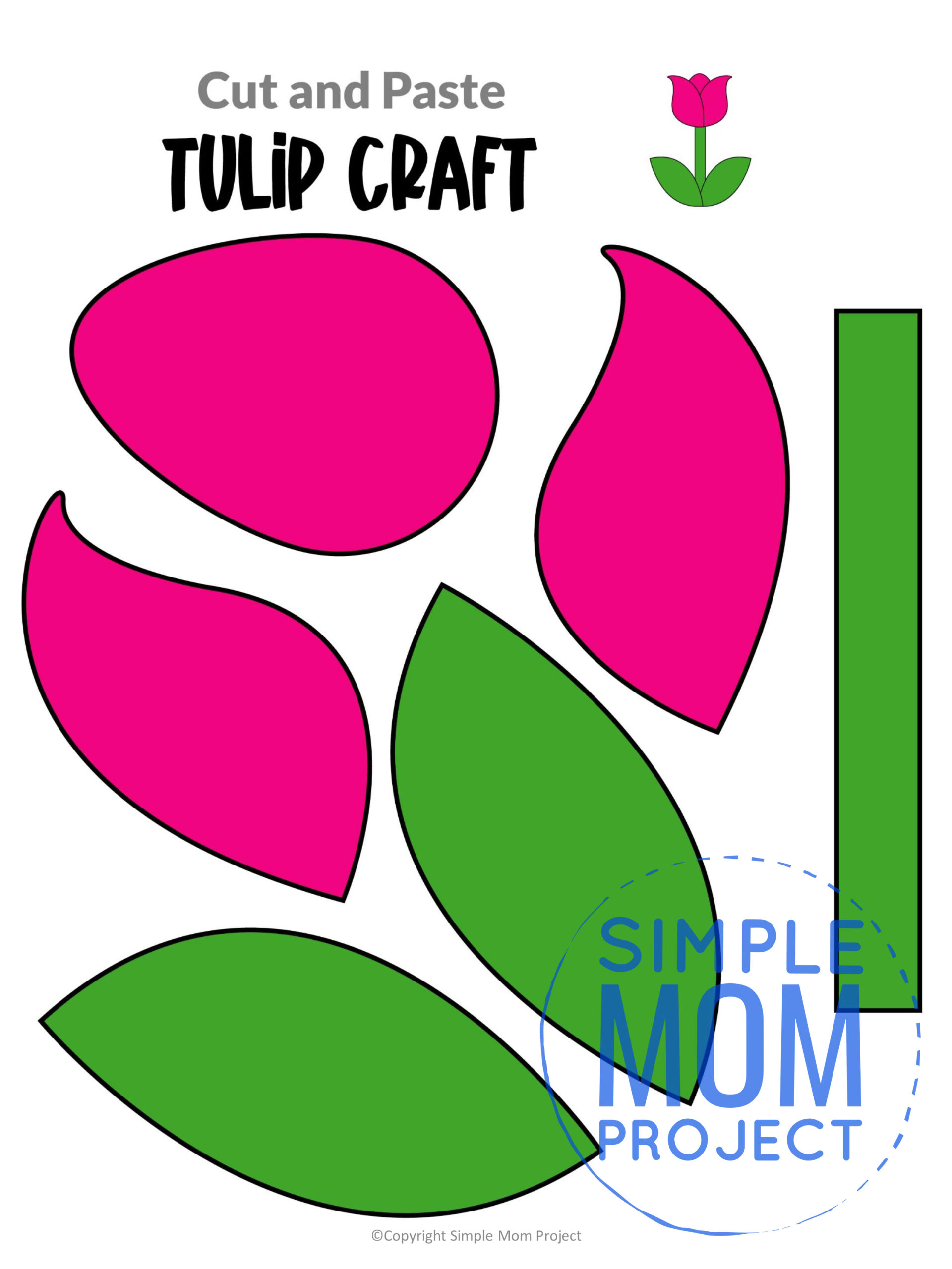 Free Printable Tulip Craft Template Simple Mom Project