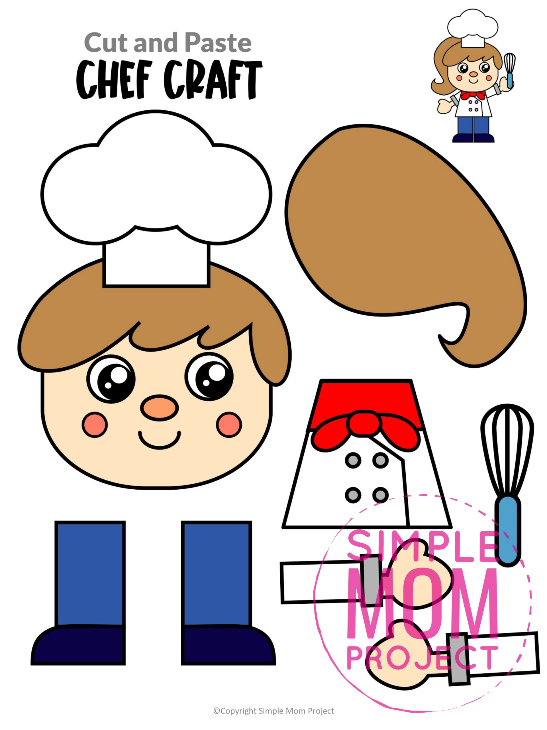 Pizza Chef Craft 🍕  Community helpers preschool crafts