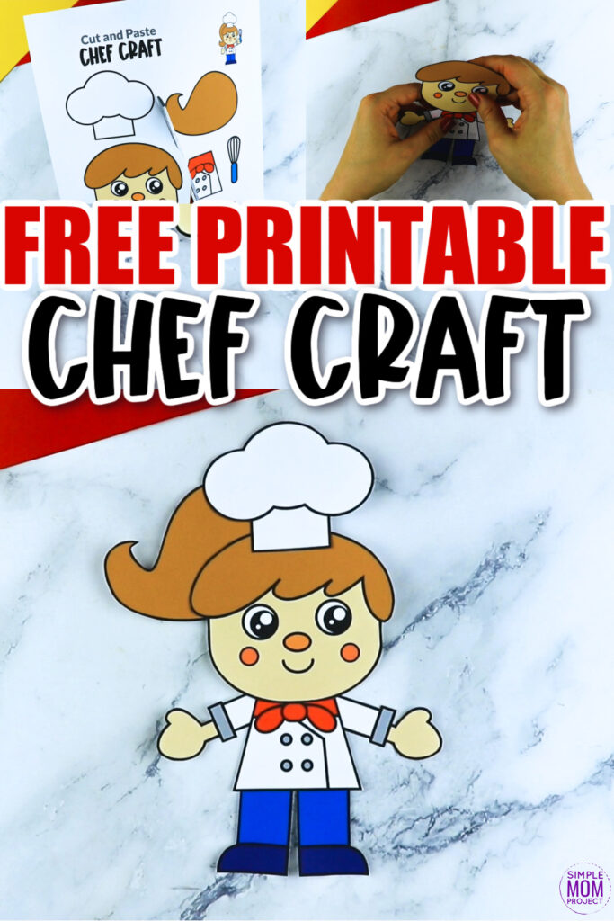 Do you have a little kindergarten student that loves to pretend to cook? What about being a little baker? Use now to find our easy printable chef craft community helper activity! This chef paper craft can be used in so many preschool and kindergarten crafts too. Your little helpers will love the worksheets and the fun spoon and chef hat in the printable template!