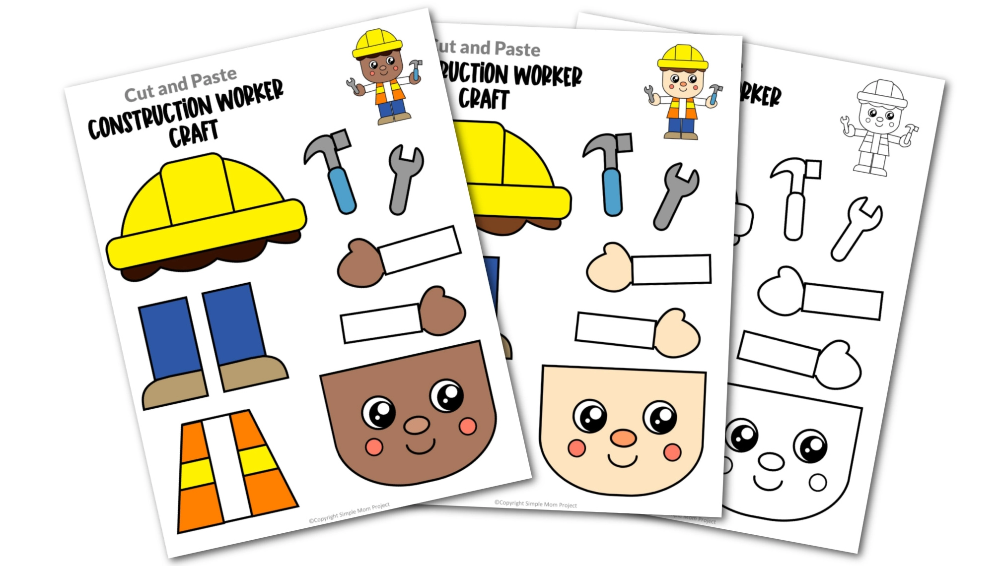 Free Printable Construction Worker Craft Template Simple Mom Project