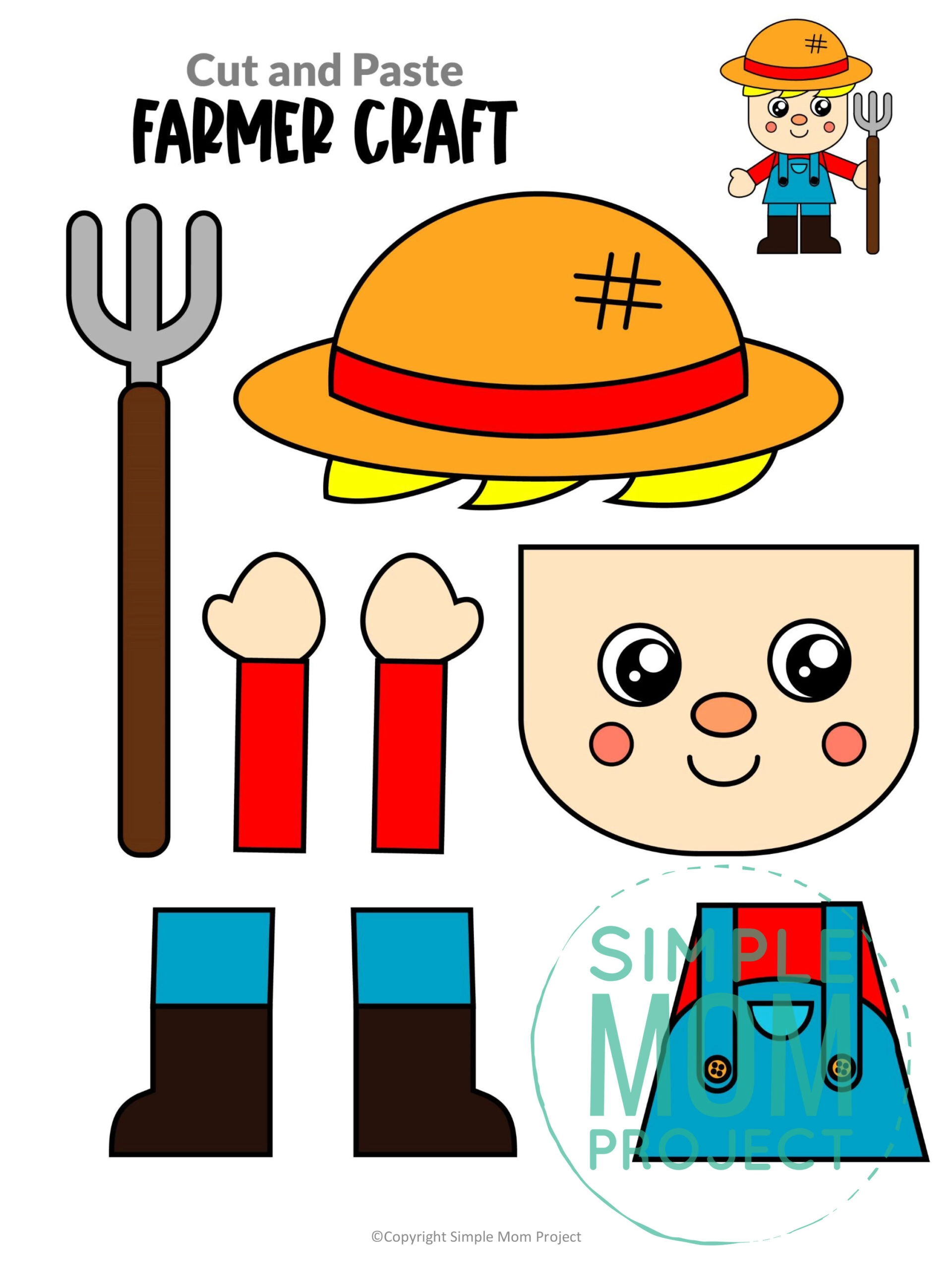 Free Printable Farmer Craft Template – Simple Mom Project