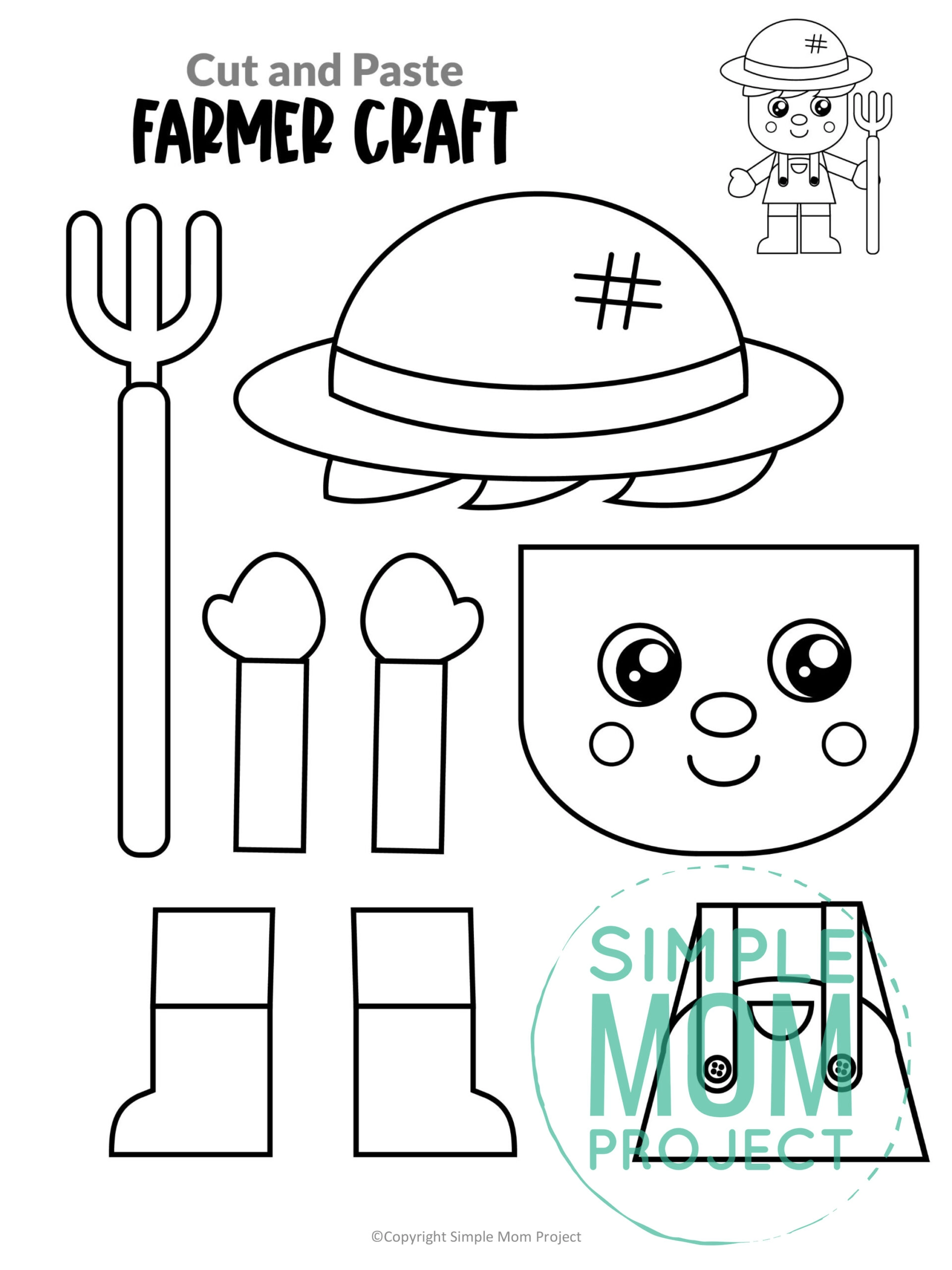 Free Printable Farmer Craft Template Simple Mom Project