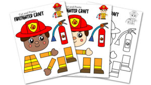 Free printable fire fighter craft community helper for kids, preschoolers, toddlers and kindergartners