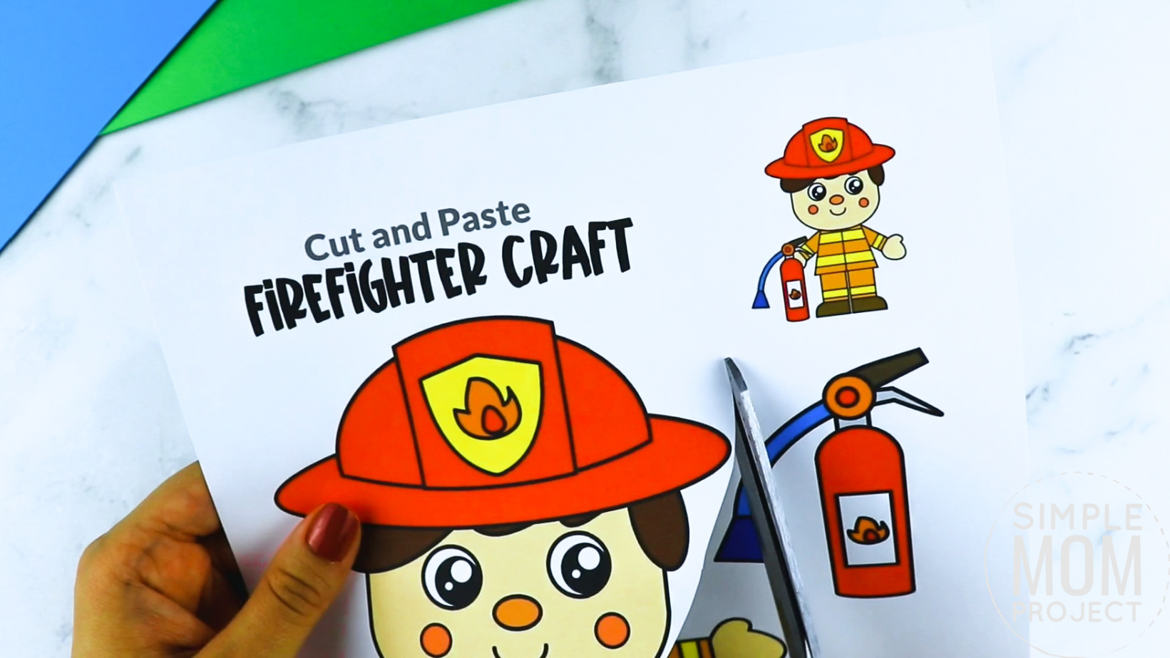 Free printable fire fighter craft community helper for kids, preschoolers, toddlers and kindergartners