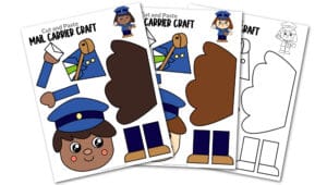 Free printable mail carrier craft community helper for kids, preschoolers, toddlers and kindergartners