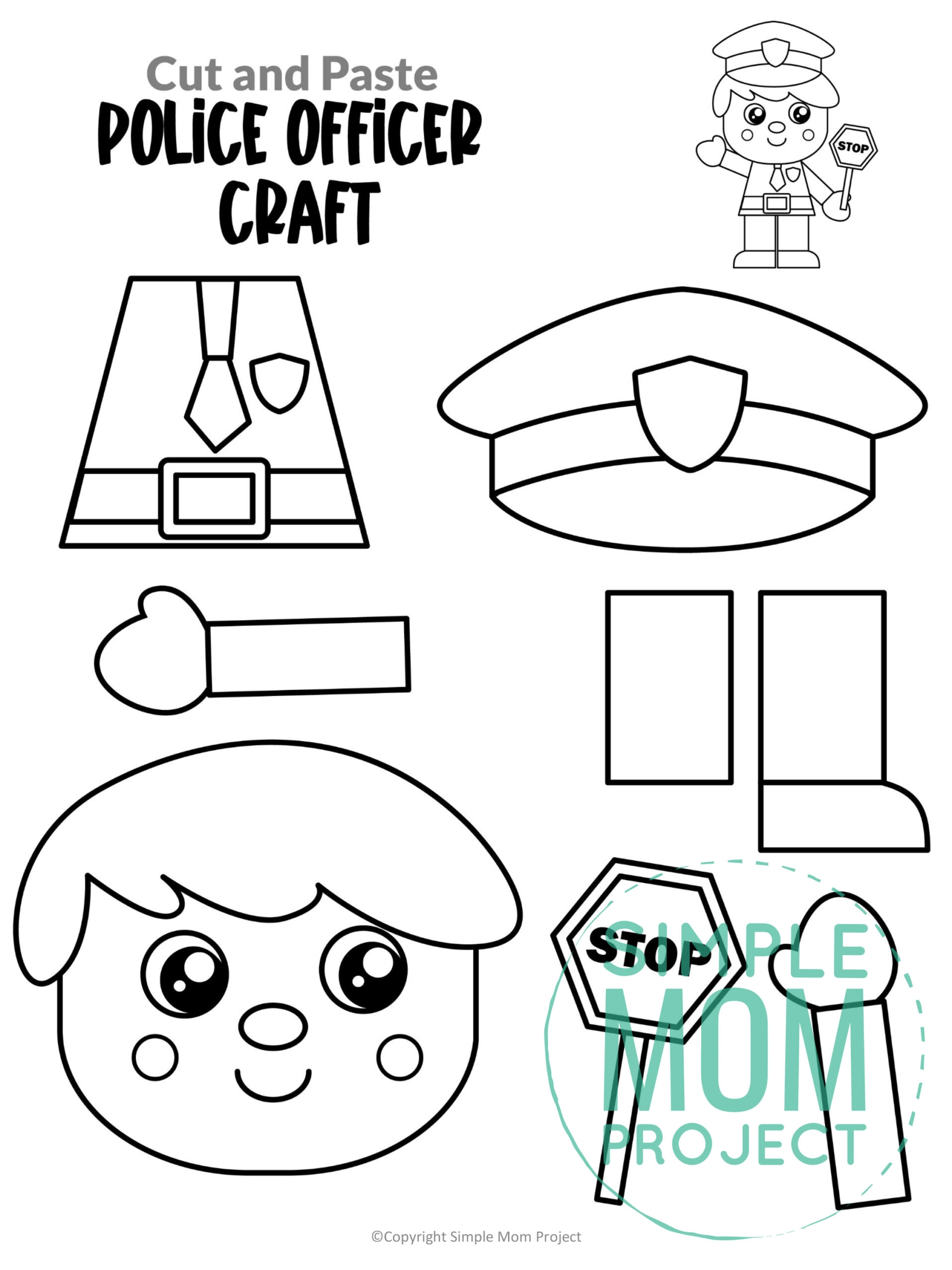 Free Printable Police Officer Craft Template Simple Mom Project